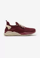 Slip on męskie - Bordowe Siateczkowe Buty Sportowe Typu Slip On z Ozdobnym Sznurowaniem Incarda - miniaturka - grafika 1