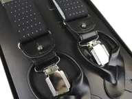 Paski - Szelki do spodni na guziki - czarne z białymi kropkami G20 - miniaturka - grafika 1