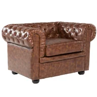 Fotele - Beliani Fotel ekoskóra złoty brąz CHESTERFIELD 13233 - miniaturka - grafika 1