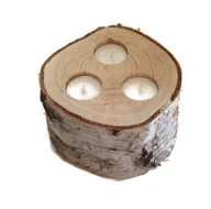 Świeczniki - Świecznik drewniany trzyotworowy (14-18 cm / 6-10 cm) - miniaturka - grafika 1