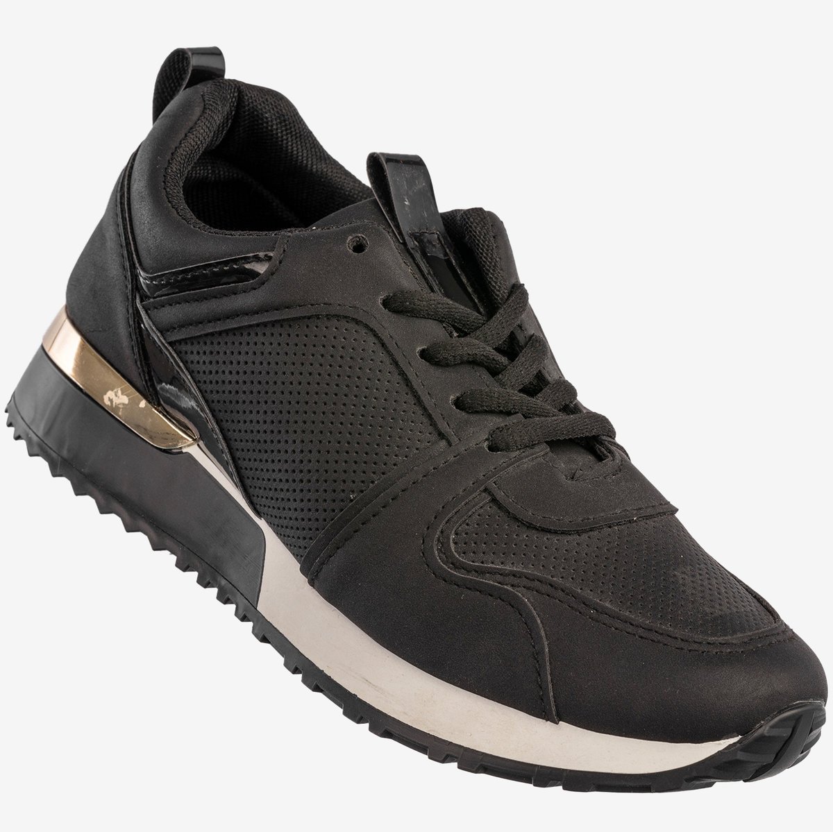 Sneakersy Damskie Ekoskóra Buty Sportowe Półbuty Czarne Czarny 36