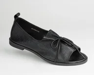 Półbuty damskie - Sandały damskie półbuty GOODIN GD-FL859 skóra eko czarne lekkie wsuwane 41 - miniaturka - grafika 1