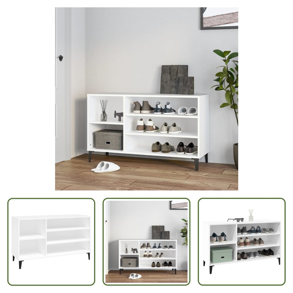 The Living Store Stojak na buty Biały 102x36x60 cm Materiał drewnopochodny