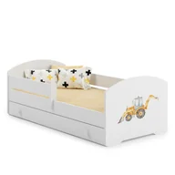 Łóżka dla dzieci i młodzieży - Łóżko dziecięce LUK z szufladą i barierką 140x70 Żółta koparka - miniaturka - grafika 1