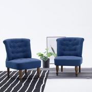 Fotele - vidaXL Krzesło w stylu francuskim, niebieskie, materiałowe - miniaturka - grafika 1