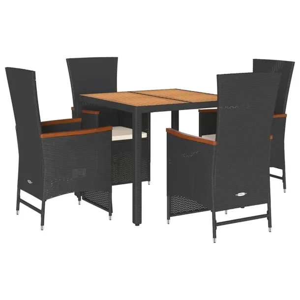 Zestaw Mebli Ogrodowych Rattan PE Czarno-Brązowy, Stół 90x90x75 cm, Fote