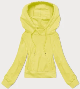 Krótka bluza dresowa z kapturem cytrynowa (8B939-33) - J STYLE - Bluzy damskie - miniaturka - grafika 1
