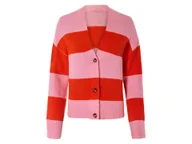 Swetry damskie - esmara® Damski kardigan na drutach, z dzianinowymi ściągaczami przy rękawach i dole. (Paski/czerwony/różowy, XS (32/34)) - miniaturka - grafika 1