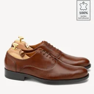 Półbuty męskie - Męskie eleganckie buty ze skóry naturalnej Brenon brązowe - BRILU - miniaturka - grafika 1