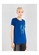 Koszulki i topy damskie - Niebieski T-shirt damski z wilgą - miniaturka - grafika 1
