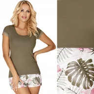 Piżamy damskie - Piżama damska z wiskozy DONNA Mila khaki S 36 - miniaturka - grafika 1