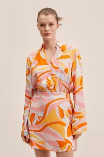 Sukienki - Mango sukienka Puc kolor pomarańczowy mini prosta - grafika 1