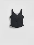 Marynarki i żakiety damskie - Reserved - Kamizelka z ozdobnymi guzikami - czarny - miniaturka - grafika 1