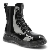 Botki damskie - Czarne Botki Big Star Damskie Skórzane Ocieplane Obuwie - miniaturka - grafika 1