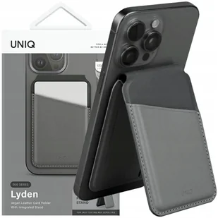 Uniq Etui Case Portfel Na Karty Ze Stojakiem Na Telefon Szaro-czarny - Portfele - miniaturka - grafika 1