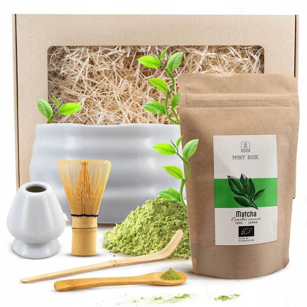 Zestaw Prezentowy Akcesoria Do Parzenia Matchy Japońska Matcha Bio 100g