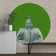 Tapety - Mural DOTS Kusonoki ZIELONY- okrągła dekoracja ścienna - miniaturka - grafika 1