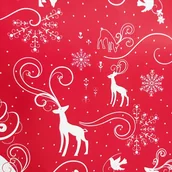 Opakowania i torebki na prezenty - Fastima Papier świąteczny czerwony renifery 57cmx20m 20m75 - miniaturka - grafika 1