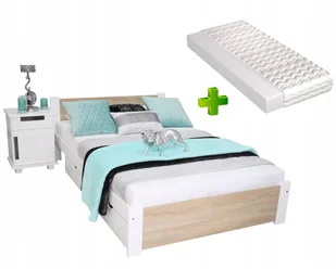 Łóżko 3D 120x200 białe dąb Sonoma stelaż Materac - Łóżka - miniaturka - grafika 1