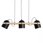 Lampy sufitowe - Reflektorowa lampa zwis Retro ABR-RRC-3XE27 Abruzzo drewniana czarny - miniaturka - grafika 1