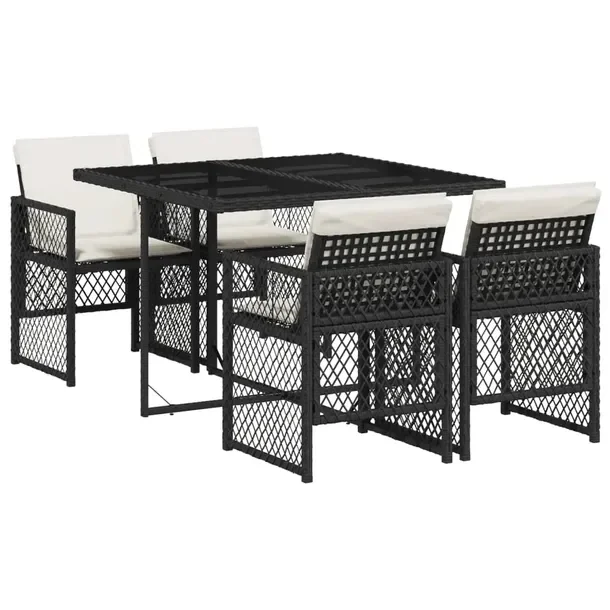 Zestaw mebli ogrodowych czarny rattan PE 110 x 106 x 73 cm, 4 krzesła