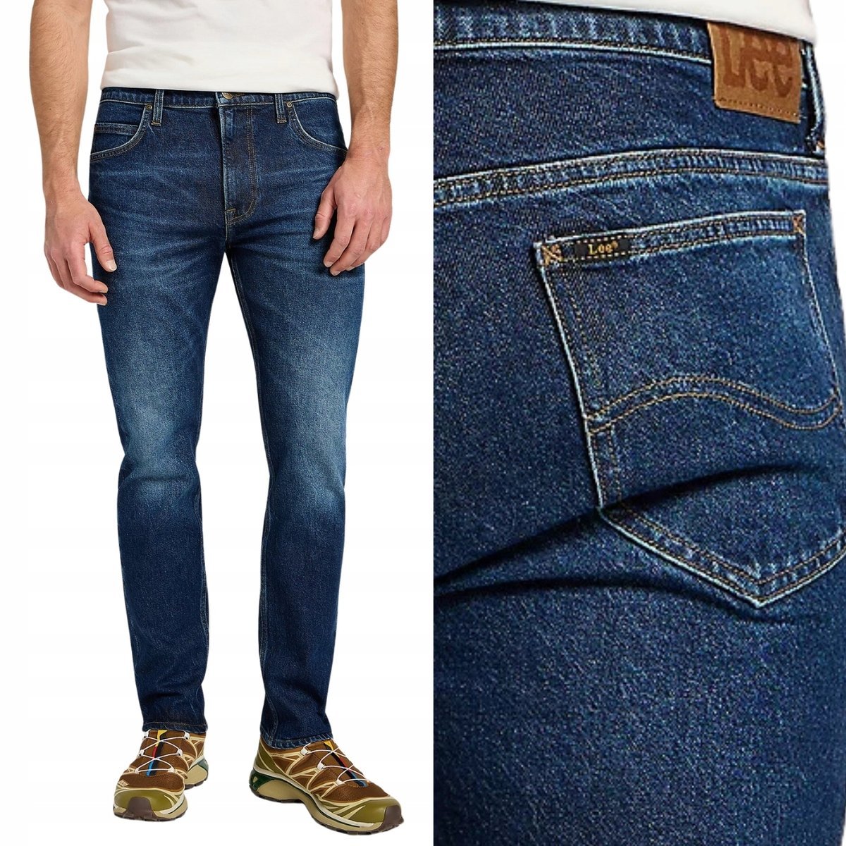 Lee RIDER slim Midnight lekko dopasowane ciemne spodnie jeansowe W34 L32
