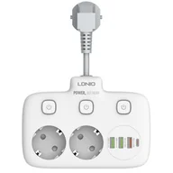 Listwy zasilające - Listwa zasilająca z 2 gniazdami AC, 3x USB, USB-C, LDNIO SE2435, 2500W (biała) - miniaturka - grafika 1