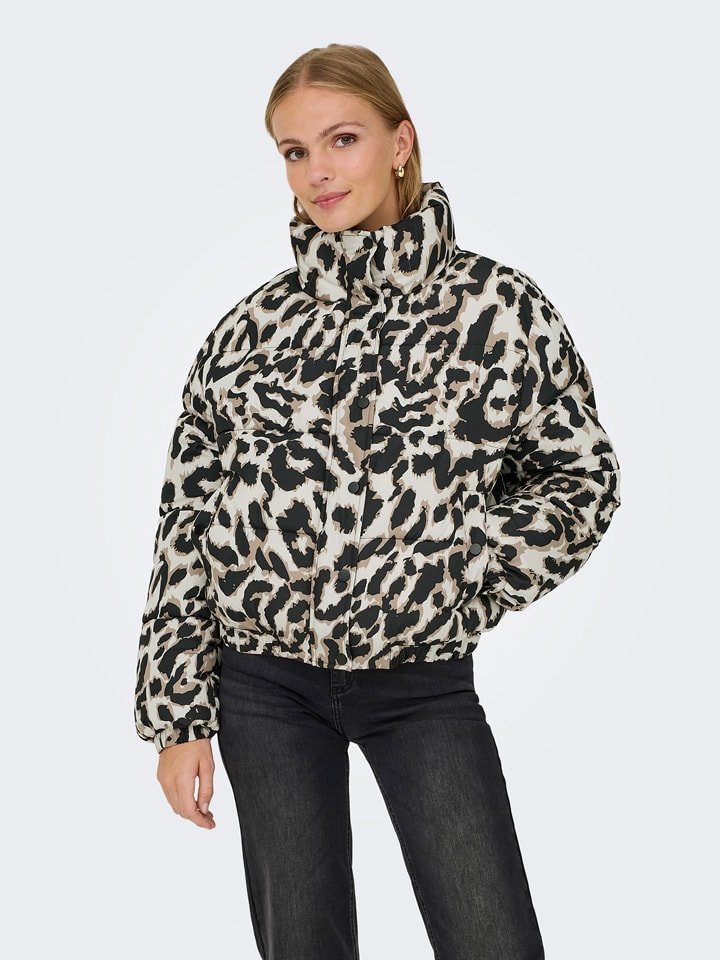 JDY Kurtka pikowana w kolorze beżowo-jasnobrązowo-czarnym