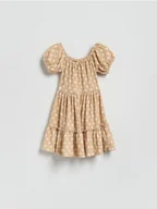 Sukienki i spódniczki dla dziewczynek - Reserved - Sukienka w kropki - beżowy - miniaturka - grafika 1