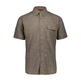 Koszule męskie - CMP Męska koszula ze stretchu z wzorem w kratkę koszula brązowy wood 50 - grafika 1