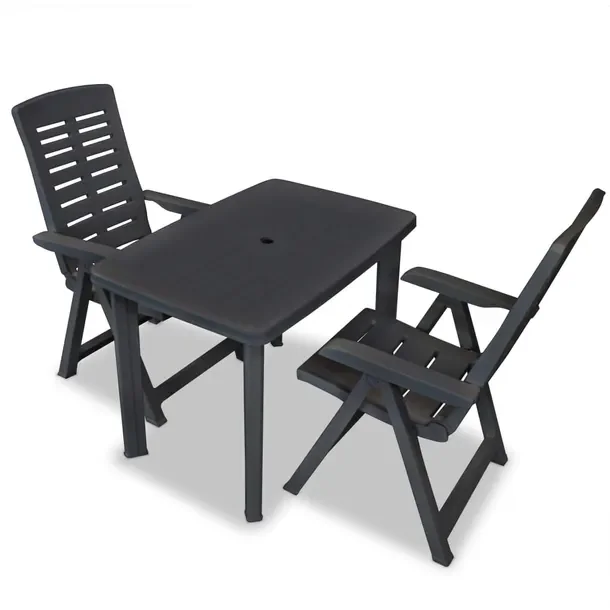 Zestaw mebli bistro do ogrodu antracytowy - stół 101x68x72 cm, 2 krzesła
