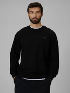 Bluzy męskie - 4F Bluza dresowa regular bez kaptura męska - czarna XXL - miniaturka - grafika 1