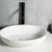 Umywalki - Bernstein Umywalka nablatowa LEO odlew mineralny - biały mat - miniaturka - grafika 1