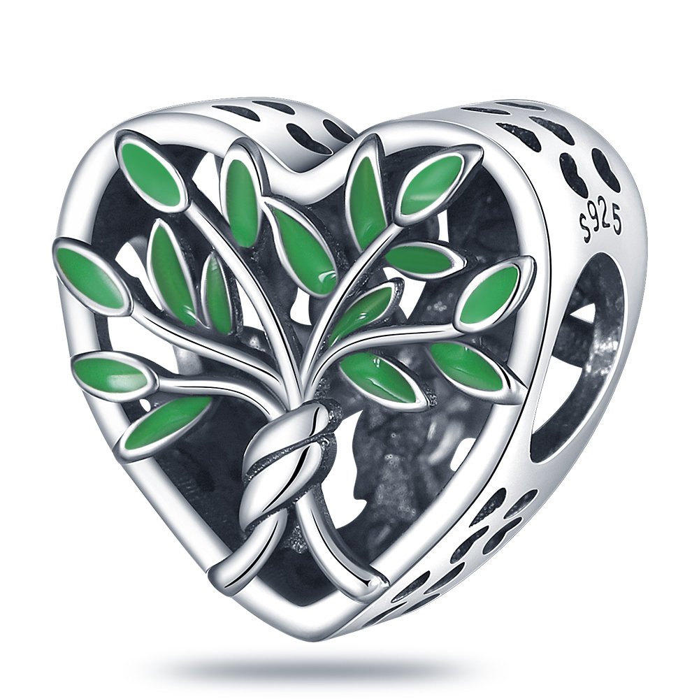 Zawieszka Charms SREBRO 925 Koralik Drzewo z Sercem