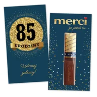 Bombonierki i czekoladki - 10x PODZIĘKOWANIA NA 85 URODZINY DLA GOŚCI merci lat - premium - GRANATOWY - miniaturka - grafika 1