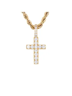 ICED STUFF Zawieszka Micro Diamond Cross Złoty - Naszyjniki męskie - miniaturka - grafika 1