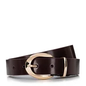 Paski - Damski pasek z owalną klamrą brązowy - miniaturka - grafika 1