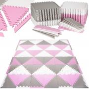 Maty do ćwiczeń - Mata piankowa trójkąty 186x186 cm różowe puzzle pianka EVA FM0024 - miniaturka - grafika 1