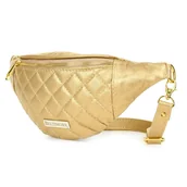 Nerki - Złota saszetka nerka pikowana skóra naturalna Beltimore F22 żółty, złoty - miniaturka - grafika 1