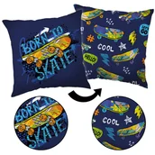 Kołdry i poduszki dla dzieci - Born to skate Poduszka kwadratowa, poduszka ozdobna 40x40 cm, OEKO-TEX - miniaturka - grafika 1