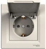 Gniazdka elektryczne - Schneider Electric Gniazdo pojedyncze Asfora uziemienie schuko kremowy EPH2900123 - miniaturka - grafika 1
