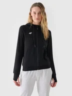 Bluzy damskie - 4F Bluza dresowa rozpinana z kapturem damska - czarna M - miniaturka - grafika 1