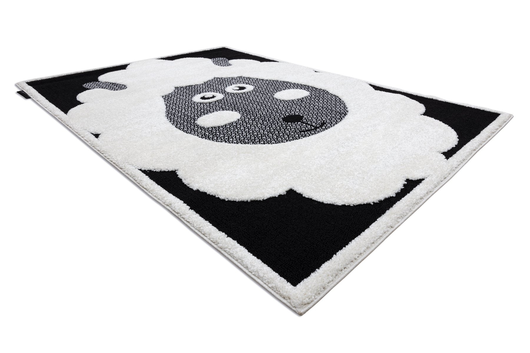 Dywan dziecięcy JOY Sheep owca, dla dzieci - Strukturalny, dwa poziomy runa krem / czarny 140x190 cm