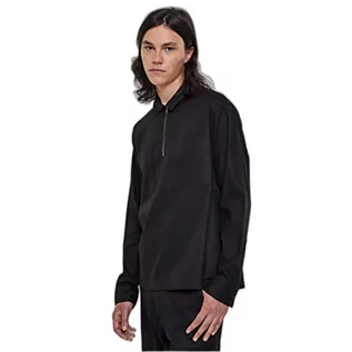 Koszule męskie - Urban Classics Koszula męska Cotton Linen Half Zip Shirt Black 3XL, czarny, 3XL - grafika 1