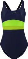 Stroje kąpielowe - Crowell Kostium kąpielowy damski Crowell Katie kol.02 granatowo-limonkowo-zielony 42 - miniaturka - grafika 1