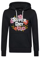 Bluzy damskie - Superdry Vintage Floral Scripted Hood Bluza damska, Marl Czarny Marl, 32 - miniaturka - grafika 1