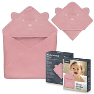 Okrycia kąpielowe dla dzieci - Lionelo Ręcznik Z Kapturkiem Muslinowy Hooded Towel Pink Baby - miniaturka - grafika 1