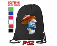 Torby szkolne - WOREK SZKOLNY NA WF BUTY SPORTOWY DLA DZIECKA SMERFY 5 WZORÓW + IMIĘ - miniaturka - grafika 1