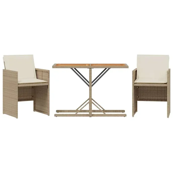 Zestaw bistro ogrodowy z rattanu PE, stół 105x51x72 cm, krzesła 50,5x54x