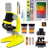 Mikroskopy i lupy - Mikroskop Dziecięcy Naukowy Dziecka Szkolny Zabawkowy ZESTAW 1200x PREZENT - miniaturka - grafika 1